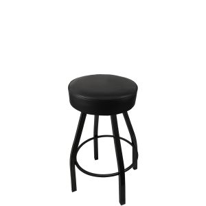 Heavy Duty 500 LB Button Top Swivel Bar Stool with Black Powder Coat Frame - Counter Height - Black Vinyl