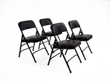 4 PACK HUSKY Seating® 500 LB Vinyl Padded Heavy Duty Folding Chair - Black