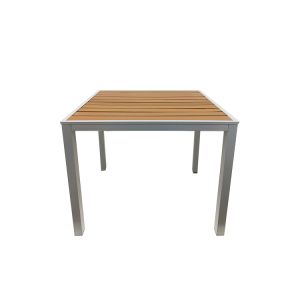 Teak Outdoor Table - 30" x 30" - Brown Slats