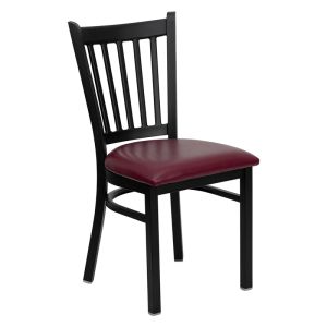 HUSKY Seating Vertical Back Black Metal 500 LB Restaurant Chair-Burgundy