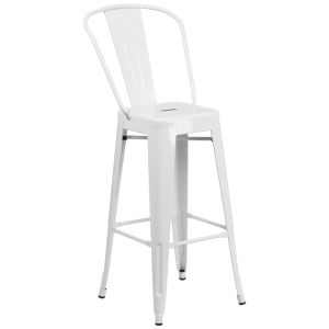 HUSKY Seating 500 LB 30" Indoor-Outdoor Metal Bar Stool-White