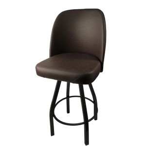Heavy Duty 500 LB Swivel Bucket Bar Stool with Black Powder Coat Frame - Counter Height - Espresso Vinyl