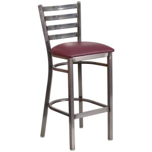 HUSKY Seating Ladder Back Commercial 500 LB Bar Stool with Steel Finish-Burgundy