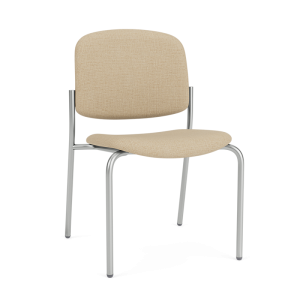 Lesro Chat 300 LB Heavy Duty Reception and Waiting Room Armless Square Back Guest Chair with Upholstered Seat & Back and Metal Frame