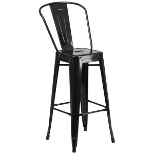 HUSKY Seating 500 LB 30" Indoor-Outdoor Metal Bar Stool-Black