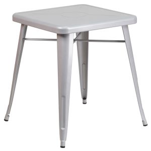 HUSKY Seating® Modern 24" Square Indoor-Outdoor Cafe Table-Silver