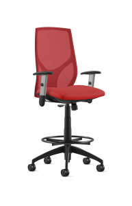 9to5 Seating Vault Mesh Mid-Back Counter Height 300 LB Office Stool, Adjustable Back, Seat Slider, Simple Synchro Tilt Control, 4-Way Adjustable Silver Arm