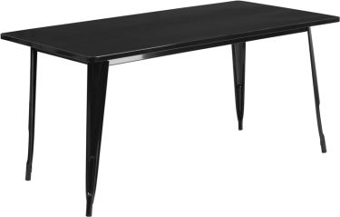 HUSKY Seating® 31.5" W X 63" L Rectangular Metal Indoor-Outdoor Restaurant Table-Black