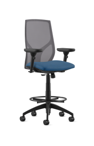 9to5 Seating Vault Mesh Mid-Back Bar Height 300 LB Office Stool, Adjustable Back, Seat Slider, Simple Synchro Tilt Control, 6-Way Adjustable Arms