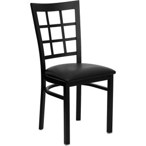 HUSKY Seating Durable 500 LB Metal Restaurant Chair with Window Back -Black