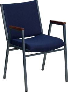 HUSKY Seating® 550 LB Commercial Stack Chair with Overstuffed Fabric Seat and Arms-Navy Blue
