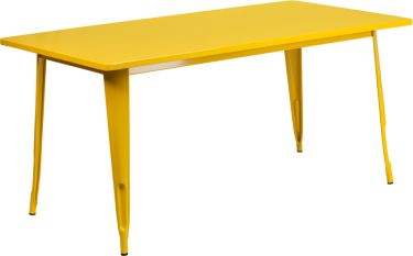 HUSKY Seating®  31.5" W X 63" L Rectangular Metal Indoor-Outdoor Restaurant Table-Yellow