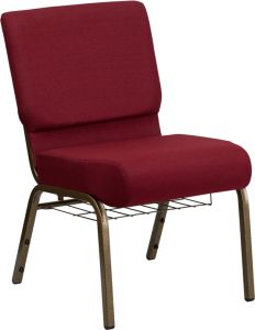 HUSKY Seating® 800 LB Heavy Duty Auditorium Chair with Ganging & Book Rack - 21" Wide-Burgundy