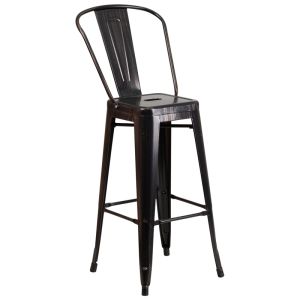 HUSKY Seating 500 LB 30" Indoor-Outdoor Metal Bar Stool-Antique Black Gold
