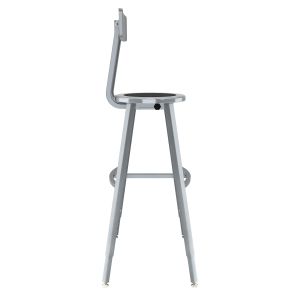 NPS® 30-38" Height Adjustable Titan 1000 LB Stool with Backrest, Black Steel Seat, Grey Frame