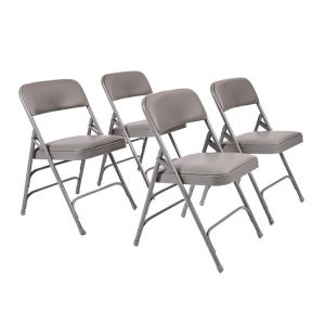 4 PACK HUSKY Seating® 500 LB Vinyl Padded Heavy Duty Folding Chair - Warm Gray