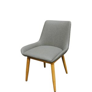 Amata 300 LB Metal Frame Chair - Natural Clear Coat Faux Woodgrain Frame Finish - Charcoal Upholstered Bucket Seat