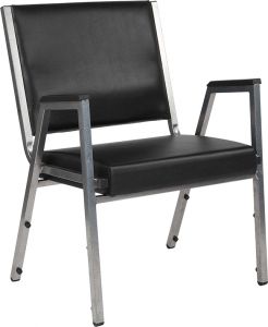 Husky Office® 1500 Lbs. Big & Tall Black Vinyl Stack Side Chair with Arms