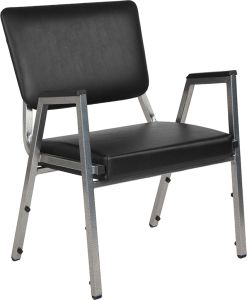 Husky Office® 1500 Lbs. Bariatric Black Vinyl Panel Back Side Chair with Arms