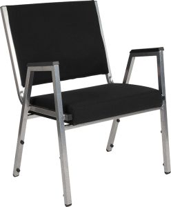 Husky Office® 1500 Lbs. Big & Tall Fabric Stacking Side Chair with Arms-Black