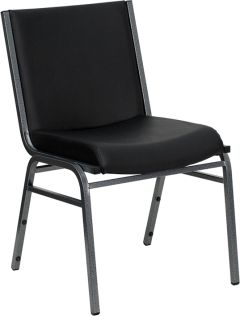 HUSKY Seating® 550 LB Commercial Stack Chair with Overstuffed Black Vinyl Seat