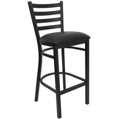 HUSKY Seating Heavy Duty 500 LB Restaurant Bar Stool with Ladder Back-Black
