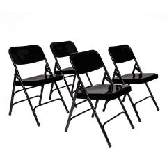 4 PACK HUSKY Seating® 500 LB Heavy Duty Metal Folding Chair - Black