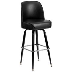 HUSKY Seating Heavy Duty 500 LB Bucket Seat Bar Stool with Steel Frame -  Black