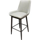 Amata 300 LB Metal Frame Bar Stool - Driftwood Faux Woodgrain Frame Finish - Light Moss Upholstered Bucket Seat