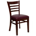 HUSKY Seating Ladder Back Wood 800 LB Restaurant Chair with Mahogany Finish & Vinyl Seat-Burgundy