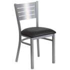 HUSKY Seating 500 LB Silver Slat Back Metal Restaurant Chair with Vinyl Seat-Black