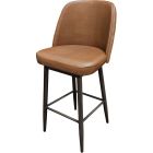 Amata 300 LB Metal Frame Bar Stool - Driftwood Faux Woodgrain Frame Finish - Buckskin Vinyl Standard Bucket Seat