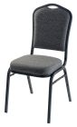 National Public Seating 9300 Series Silhouette Back Fabric Padded Stacking 500 LB Banquet Chair - Black Sandtex Frame - Natural Greystone Fabric
