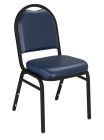 National Public Seating 9200 Series Dome Back Vinyl Padded Stacking 500 LB Banquet Chair - Black Sandtex Frame - Midnight Blue Vinyl