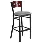 HUSKY Seating 500 LB Mahogany Wood Four Square Back Restaurant Bar Height Stool-Custom Color Vinyl
