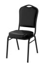 National Public Seating 9300 Series Silhouette Back Vinyl Padded Stacking 500 LB Banquet Chair - Black Sandtex Frame - Panther Black Vinyl