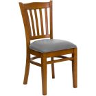 HUSKY Seating Vertical Back Wood 800 LB Restaurant Chair with Cherry Finish & Custom Vinyl Seat