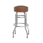 HUSKY Seating Heavy Duty 500 LB Steel Metal Bar Stool with Chrome Frame & Swivel Seat-Weathered Brown