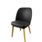 Amata 300 LB Metal Frame Chair - Natural Clear Coat Faux Woodgrain Frame Finish - Black Vinyl Standard Bucket Seat