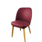 Amata 300 LB Metal Frame Chair - Natural Clear Coat Faux Woodgrain Frame Finish - Wine Vinyl Standard Bucket Seat