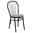 HUSKY Seating 500 LB Black Metal Fan Back Restaurant Chair with Upholstered Seat-Custom Color Vinyl