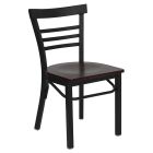 HUSKY Seating Heavy Duty 500 LB Black Metal Restaurant Chair with Ladder Back & Wood Seat-Mahogany