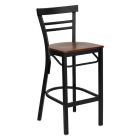 HUSKY Seating Heavy Duty 500 LB Metal Bar Stool with Mid-Back & Wood Seat-Cherry Wood