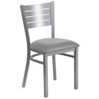 HUSKY Seating 500 LB Silver Slat Back Metal Restaurant Chair with Custom Vinyl Seat