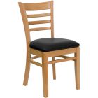 HUSKY Seating Ladder Back Wood 800 LB Restaurant Chair with Natural Finish & Vinyl Seat-Black