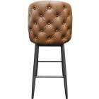 Amata 300 LB Metal Frame Bar Stool - Driftwood Faux Woodgrain Frame Finish - Buckskin Vinyl Tufted Bucket Seat