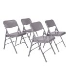 4 PACK HUSKY Seating® 500 LB Heavy Duty Metal Folding Chair - Gray