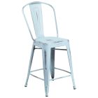 HUSKY Seating 500 LB Distressed Finish Counter Height 24" Indoor-Outdoor Metal Bar Stool-Dream Blue