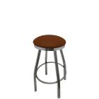 Heavy Duty SlimLine 500 LB Button Top Swivel Bar Stool with Clear Coat Frame & Chrome Seat Ring - Chestnut Vinyl