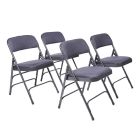 4 PACK HUSKY Seating® 500 LB Fabric Padded Heavy Duty Folding Chair - Navy Blue